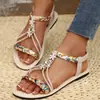 Sandalias de Playa Planas de Gran Tamaño con Banda Elástica Europeas y Americanas Transfronterizas Verano 2026 Sandalias de Moda Bohemia para Mujer