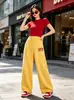 Calça de Perna Larga com Bordado de Letra e Recortes para Homens, Novo Estilo de Verão Reta Dopamina Solta Casual para Mulheres