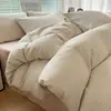 Conjunto de Roupa de Cama Listrada Japonesa 100% Algodão Quatro Peças Lençol de Algodão Liso Simples Capa de Edredom Conjunto de Três Peças para Dormitório Comércio Exterior Transfronteiriço