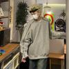Sudadera Gris de Cuello Redondo con Doble Cremallera para Hombre Primavera y Otoño Diseño Nicho Chaqueta con Capucha Pesada Top Casual Holgado