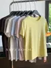 Nova Camiseta Básica de Manga Curta em Liocel com Gola Redonda, Cor Pura, Casual, Costura Central nas Costas, Coleção Primavera/Verão 2026 8397