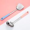 Juego de regalo de cocina espátula de acero inoxidable cuchara para saltear sopa colador mango de plástico con sabor a trigo utensilios de cocina juego de cinco piezas