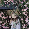 Guirnalda de Rosas Artificiales Flor Falsa Decoración de Conducto de Aire Acondicionado Cubierta de Enredadera Planta de Enredadera de Plástico Paisajismo Techo Pared