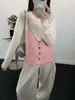 Suéter Camada com Colete Camisola + Conjunto de Duas Peças Tricô Manga Longa Gola Redonda Cor Sólida Novo Design Outono/Inverno 2026 para Mulheres