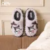 Fábrica de Zapatos Qidan Zapatillas de Algodón Sanrio Kitty para Mujer, Temporada Otoño/Invierno, Interiores, Con Felpa Adicional, Cálidas, Lindas, Zapatos de Algodón para el Hogar