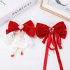 Pinza para el cabello festiva de Año Nuevo para niña, lazo rojo vino, pinza para el cabello para niños, franela, visón, estrella, diamante, corona, pinza para el cabello