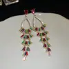 Brincos Elegantes e Trabalhados com Zircônia em Forma de Gota d'Água e Franja Estilo Corte Vintage Brincos da Moda para Mulheres