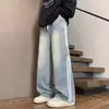 Pantalones de mezclilla a rayas para hombre, otoño e invierno, nuevos pantalones rectos de pierna ancha, ajuste holgado, forrados de polar, pantalones largos de marca de moda para hombre