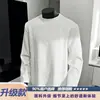 Camiseta blanca de manga larga deconstruida de algodón espacial para hombre, top de otoño estilo high street americano, ropa holgada de cuello redondo para adolescentes