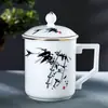 Qianli Jiangshan Figura Cerámica Taza de Oficina Taza de Té Taza de Agua Jingdezhen Porcelana de Hueso Taza Regalo Souvenir Imprimible