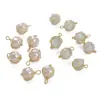 Alambre de Cobre Chapado en Oro de 14K Envuelto Alrededor de Piedra Ojo de Gato Perla Redonda Colgante Pequeño Pendiente Hecho a Mano DIY Accesorios para Pendientes Colgantes de Perlas