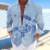 Camisa Masculina de Manga Longa Mais Vendida no Exterior Estampa de Tartaruga 3D Moda Casual Cardigã Verde Roupa Masculina para Meia-idade Fábrica de Origem