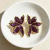 Aretes de botón morado romántico antiguo medio para mujer, aretes geométricos de alta gama, nuevo 2025, aretes elegantes de flor francesa para mujer