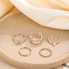 AliExpress Anillos de Apertura de Cadena Distintivos de Aleación Simple de Venta Caliente 5 Piezas Retro Mariposa Diamante Completo Anillo de Unión Set