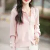 26 Outono Inverno Novo Suéter com Capuz de Zíper Duplo Manga Longa Cardigan de Tricô Cor Sólida Roupa Externa Top de Temperamento Emagrecedor Feminino