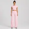 Conjunto de Roupa Esportiva Yoga Transfronteiriça de Manga Curta para Mulheres, Tecido Escovado Justo Camiseta Fitness, Conjunto de Tops Casuais para Corrida de Secagem Rápida