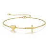 Pulseira de Coração Cruzado com 26 Letras para Comércio Exterior Transfronteiriço Moda Casual Estilo Ins Cool Corrente de Pulso Ajustável para Mulheres