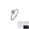 Anel de Moissanita com Diamante Sintético para Mulheres, Anel Simples e Estiloso de Prata de Lei S925, Anel de Pedra Preciosa Estilo Europeu e Americano para Pedido e Noivado