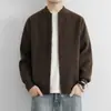 Cárdigan de punto liso simple para hombre, chaqueta business casual con cremallera madura, suéter de otoño suelto y versátil para hombre