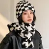 Gorro de Punto Patchwork a Cuadros Estilo Coreano para Mujer, Nuevo Bufanda Gruesa Cálida de Espiga para Otoño e Invierno para Hombre