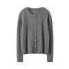 Cardigan de Cashmere Feminino Outono/Inverno Sete Pontos Fio Único Jaqueta Tricô Look Emagrecedor Solto Amigo da Pele Gola Redonda Top de Tricô com Trança
