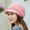 Nuevo Gorro de Lana Tejido Estilo Coreano para Mujer Otoño e Invierno Forrado de Felpa Engrosado Cálido con Visera Gorro de Moda Versátil que Resalta el Rostro