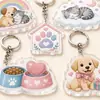 Llavero Acrílico Transfronterizo 2D Lindo Dibujo Animado Perro y Gato Mascota con Colgante de Corazón Arcoíris Huella de Pata