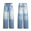 Ropa para Hombre Fengshe / Jeans Bordados Retro Americanos de Primavera para Hombres y Mujeres, Pantalones Casuales de Pierna Recta Sueltos de Moda de Pierna Ancha