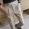 Pantalones de traje finos para hombre Naples de primavera y otoño, de alta gama, estilo business casual, corte slim, hasta el tobillo