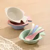 Tazón de Bocadillos de Paja de Trigo Japonés para Niños Vajilla para Bebés Tazón para Comer Anticaída Dibujo Animado Lindo Búho Tazón con Cuchara