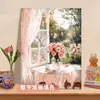 Pintura al Óleo Digital al por Mayor Pintura al Óleo DIY Colorear Florales Alféizar de Ventana Flor Pintura al Óleo Relleno Pintura Decorativa Simple
