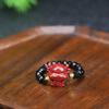 Anillo de cinabrio de alto contenido anillo de cuentas de espinela negra arena dorada púrpura incrustado superficie de corte completo de diamante anillo hecho a mano DIY