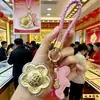 Colgante para Teléfono Flor de Dinero Texturizada en Oro Macizo Artesanía Shuibei, Llavero de Cuerda de Cuero de Caballo Pequeño Lindo Estilo Ins para Novia