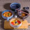 Olla Cerámica Escandinava de un Solo Mango Esmaltada de Color Tazón para Fideos Instantáneos Vajilla Olla Doméstica para Desayuno con Asa Tazón para Ensalada Tazón para Fideos Instantáneos Tazón para Hornear