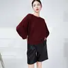 Mesmo estilo do top plissado Miyake feminino design de nicho manga morcego solto plus size suéter de tricô feminino