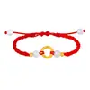 Pulseira de Casal Fita de Möbius de Ouro Puro 999 Shuibei Corda de Mão Trançada Vermelha e Preta Sinal de Amor para Homens e Mulheres Presente