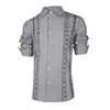 Camisa de Manga Larga de Moda Tendencia Estampado Digital 3D Nueva Primavera y Otoño Transfronteriza Aliexpress Fuente de Fábrica Estilo Coreano Corte Delgado