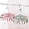 Percha de plástico a prueba de viento con 32 pinzas, tendedero para calcetines de niños, percha para ropa de bebé, tendedero doméstico para ropa interior