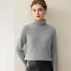 Nuevo Estilo Otoño/Invierno 2026 Suéter de Cuello Alto 100% Cachemira Pura para Mujer, Camisa Base de Punto Grueso de Canalé Holgada