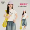 Camiseta de Manga Curta YOJIA para Meninas Verão 2026 Nova Estilosa Desenho Animado Roupas Infantis Top de Meia Manga Roupa de Verão Fina para Crianças