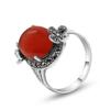 Anillo de Plata Tailandesa para Mujer de Plata de Ley S925 con Incrustaciones de Ágata Sintética Estilo Chino Anillo de Flor Pequeña Piedra de Marcasita