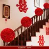 Conjunto de Decoração de Quarto de Casamento Flor Vermelha Grande Corrimão da Escada Hortênsia Casamento Decoração de Casa Rural Suprimentos para Latte Art