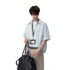 Camisa de Manga Curta com Meio Botão para Homem, Tendência de Verão com Caimento Solto, Camisa Listrada Falsa de Duas Peças, Jaqueta Casual Relaxada de Manga Curta