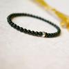 Ins pulsera de cristal para pareja de ágata negra original de 6 mm moda coreana anillo único pulsera de plata antigua para hombre y mujer joyería al por mayor
