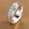 Anel de Prata Pura 9999 com Nuvem Embossada Atraindo Fortuna para Homens e Mulheres Tendência Ins Nicho Personalidade Moda Estilo Vintage para Homens