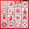 Conjunto de moldes de estêncil para pintura vazada de decoração de Natal europeia e americana, rastreamento DIY para crianças, grafite, pintura em spray e relevo