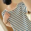 Playera de Mujer Verano 2023 Estilo Occidental Retro Rayada Suelta Cuello Redondo Chaleco Top de Punto Verano de Mujer