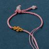 Pulsera tejida a mano de cuatro hebras nudo Ruyi para mujer productos semiacabados para llevar cuentas de la suerte pulsera de joyería de oro y plata cuerda para pulsera