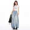 Jeans Anaranjados Infantiles # Estilo Callejero Americano Chica Popular Jeans Rasgados de Cimitarra para Mujer, Diseño Holgado y Delgado, Pantalones Versátiles de Largo Completo