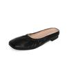 Ins ~ Zapatos planos de cuero suave retro tipo leche color nude para usar por fuera zapatillas a medio poner perezosas sandalias de punta cerrada con suela blanda